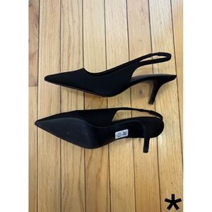 H&M‎ Black Suede Pointed Toe Slingback Heels Women's Size 10
